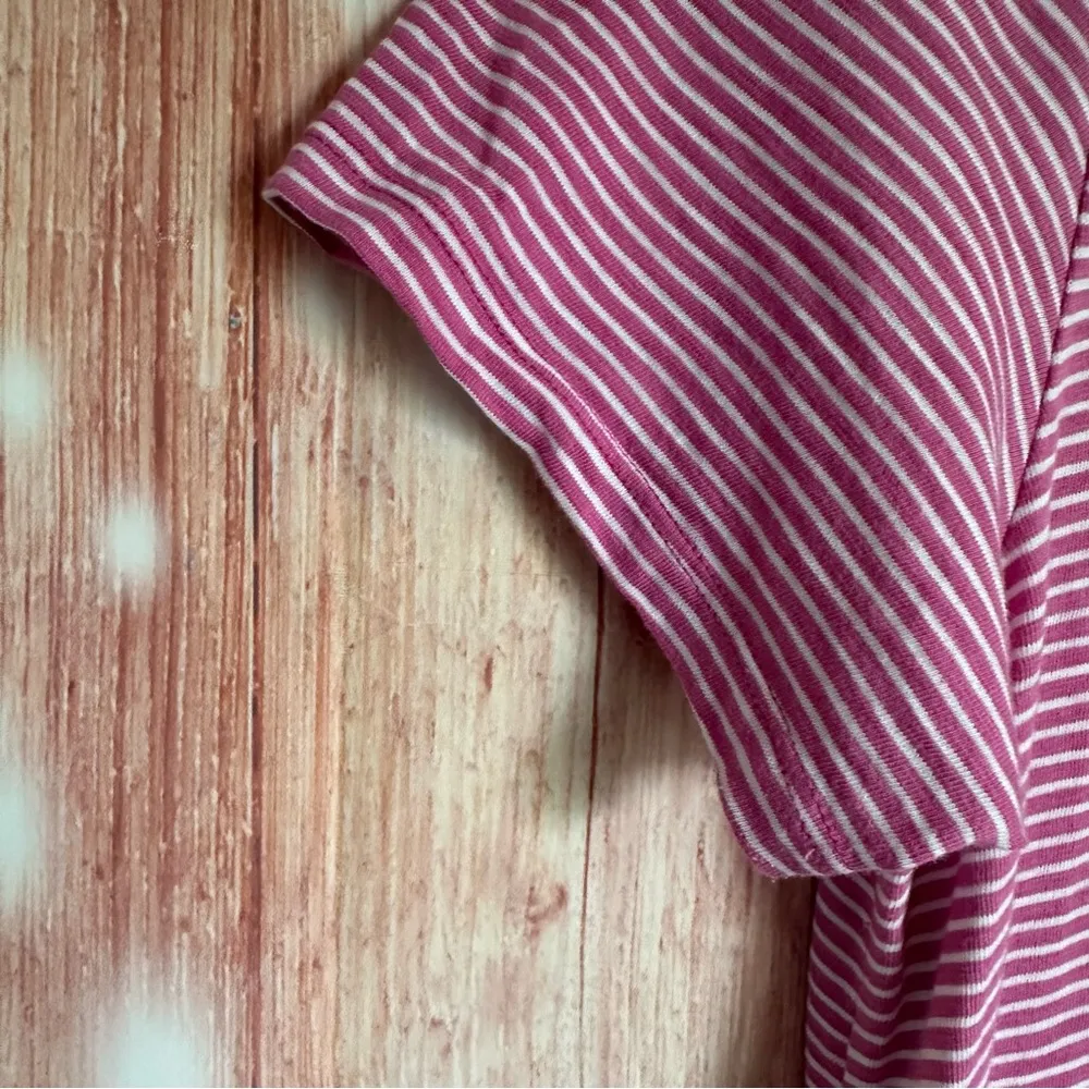 Soft Surroundings Coco Purple Striped Ruffle Hem T Shirt - Image 5