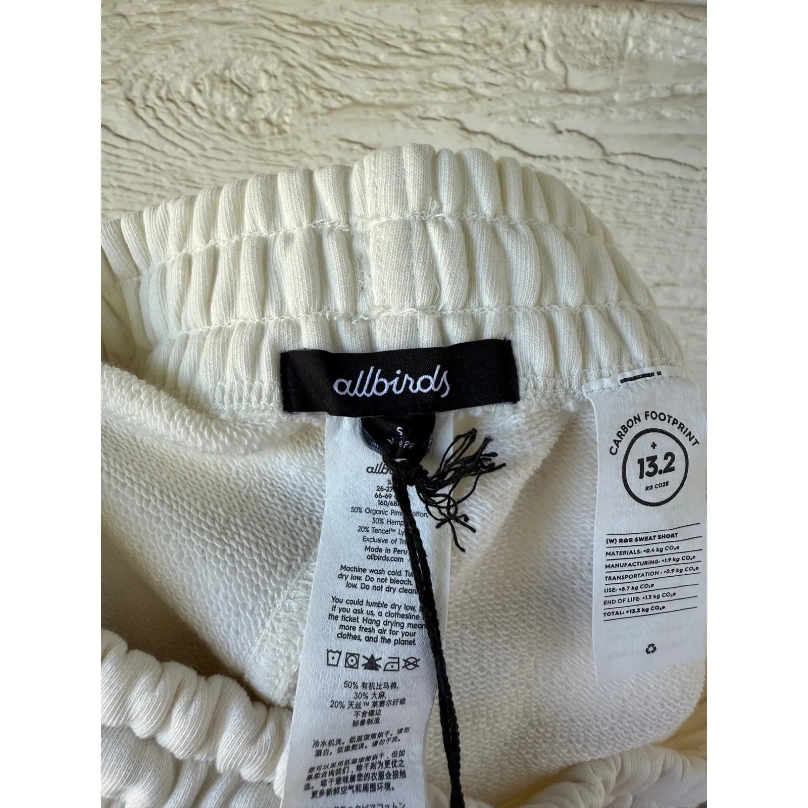 Allbirds Sweat Shorts Womens Natural‎ White Drawstring Lounge Casual Size Small - Image 9