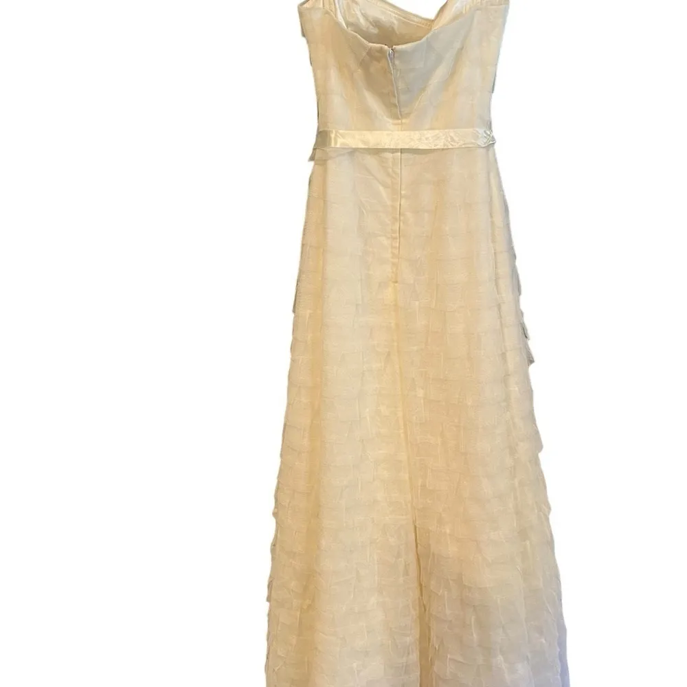 BCBG Maxazria cream tiered tile tule maxi wedding gown special occasion formal - Image 14