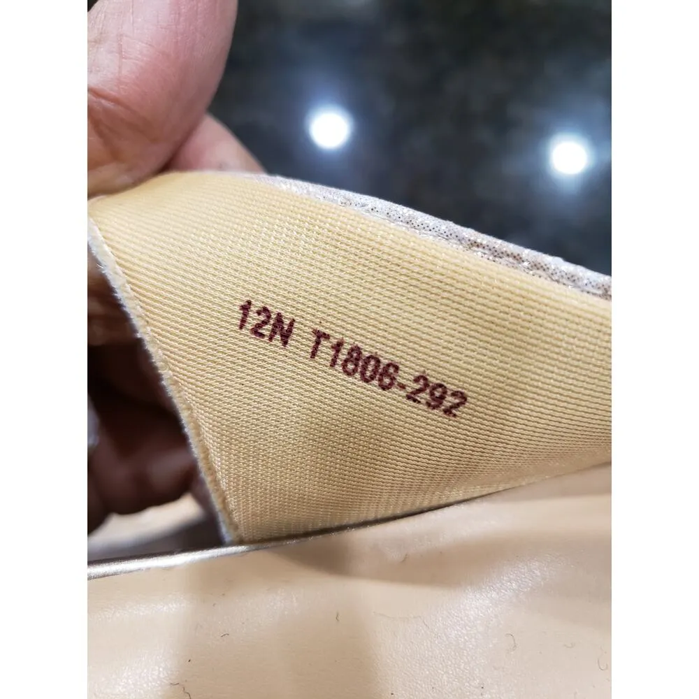 Trotters Lenore Pump Women Beige Leather Wedge Heel Adjustable Strap Buckle 12N Size 12 - Image 6