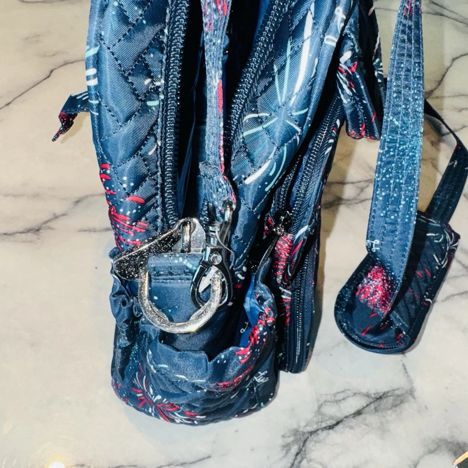 Lug Life Mini Puddle Jumper Tote Bag Crossbody Blue Fireworks Patriotic CLEAN!! - Image 9