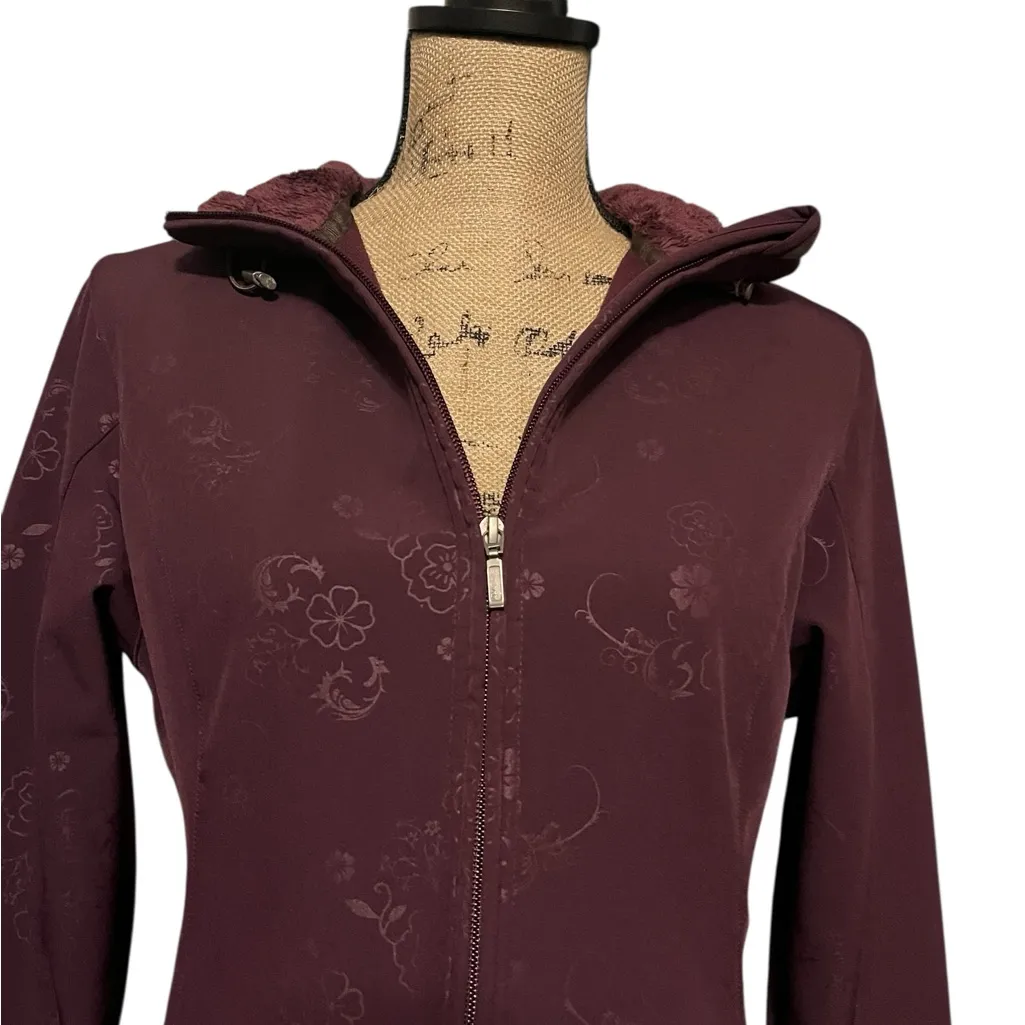 White Sierra Burgundy Hooded Jacket with Floral Detailing - Image 2