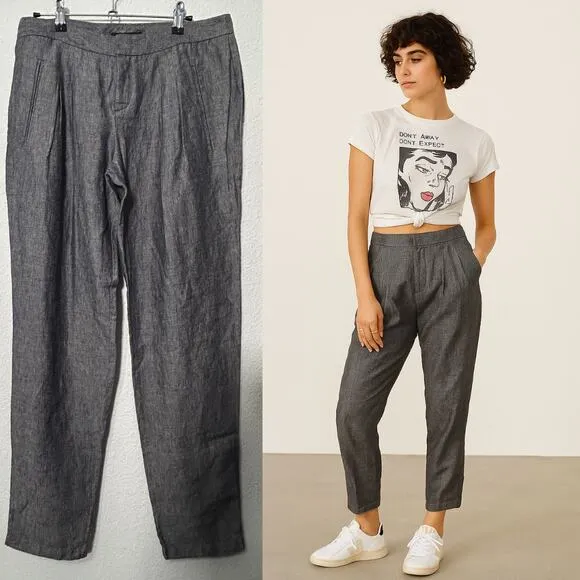 NEW Theory Linen Dalisha Red Bay Speckled Blue Pant Deadstock Sz 6 Timeless Twee - Image 2