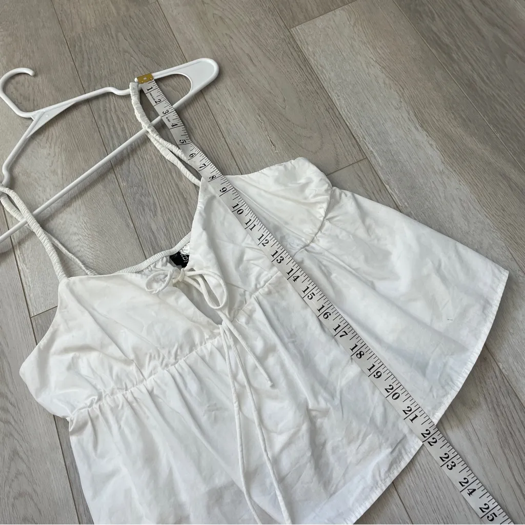 H&M Tank Top tie front crop womens White medium coquette girl casual minimalist - Image 4