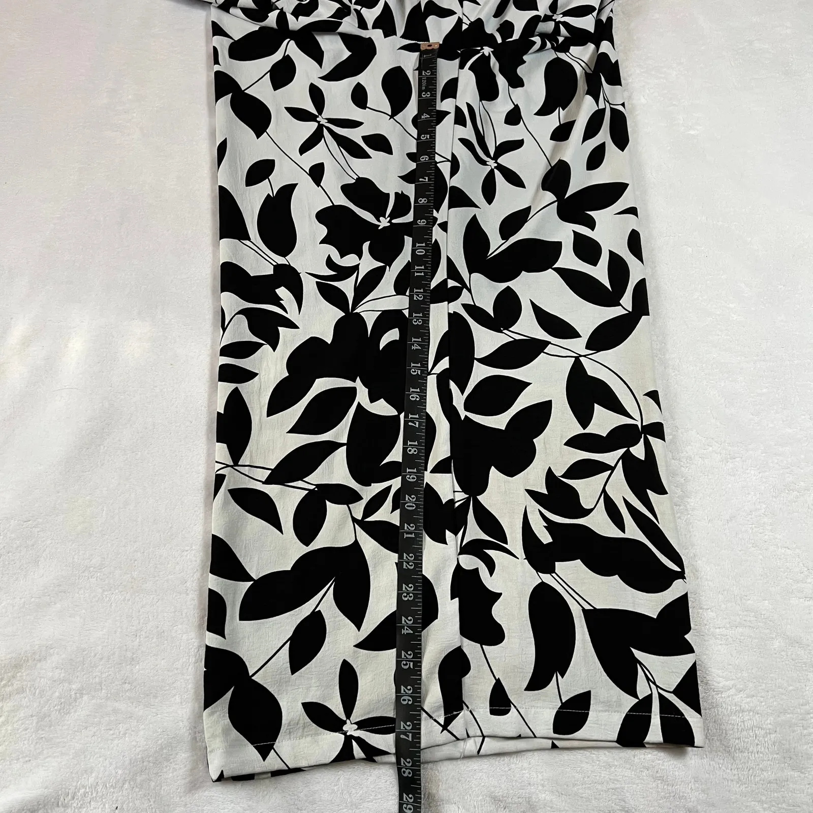 Women's High Rise Leaf Print Wide Leg Pants Size 4XL Easter Party Lightweight White - Image 10