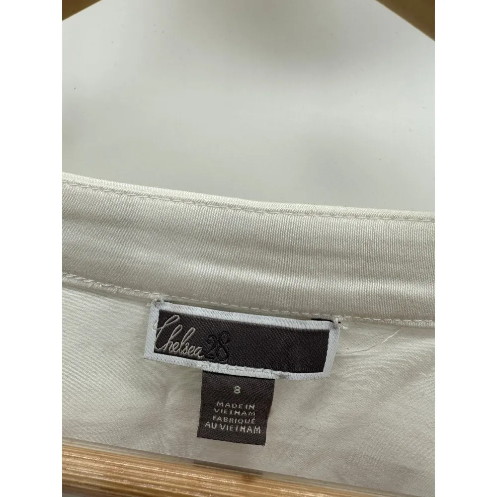 Chelsea 28 Off White Blue Red Striped Long Sleeves Dress Women's Size 8 NWT - Image 4