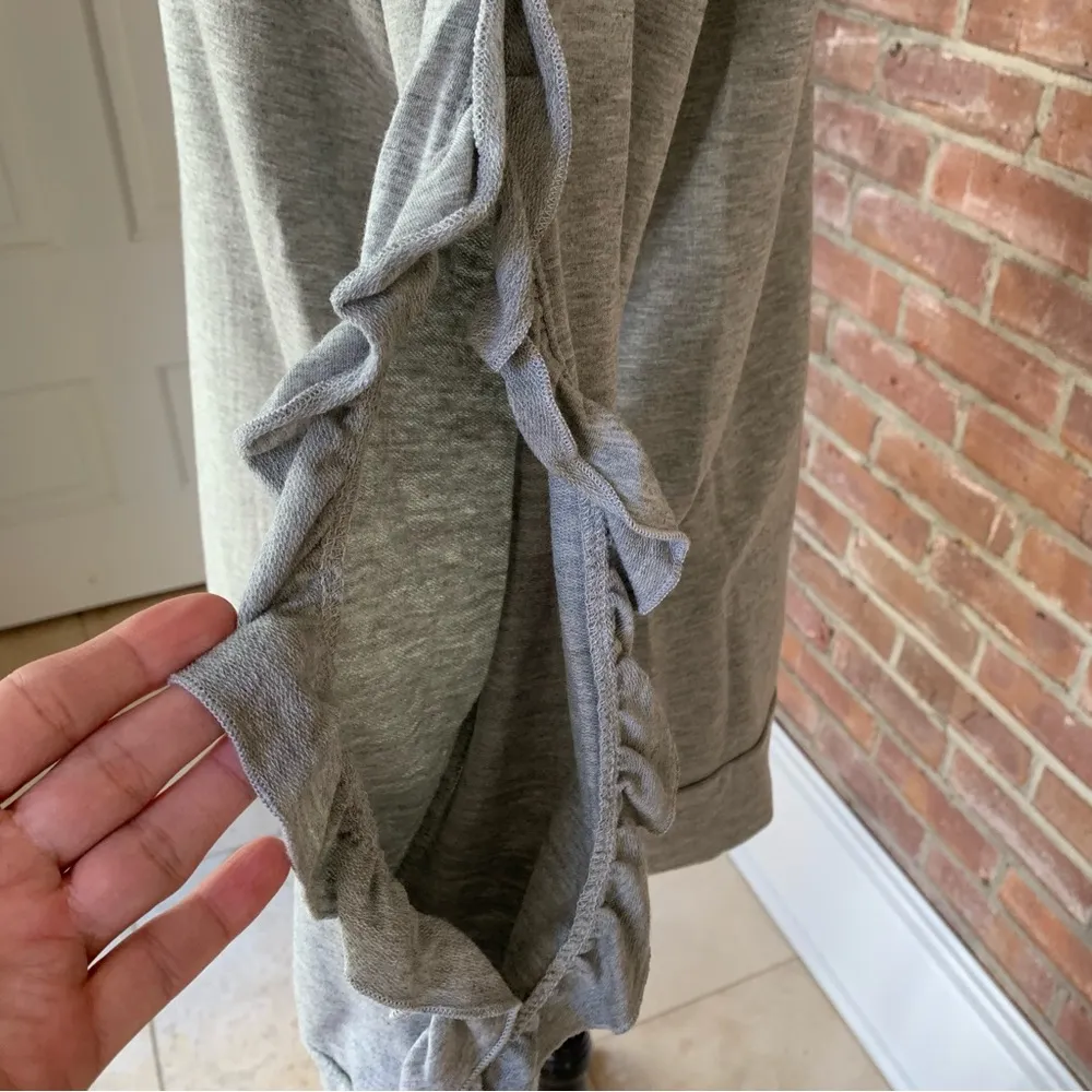 Karlie Heathered Gray Ruffled Open Sleeve Top L - Image 7
