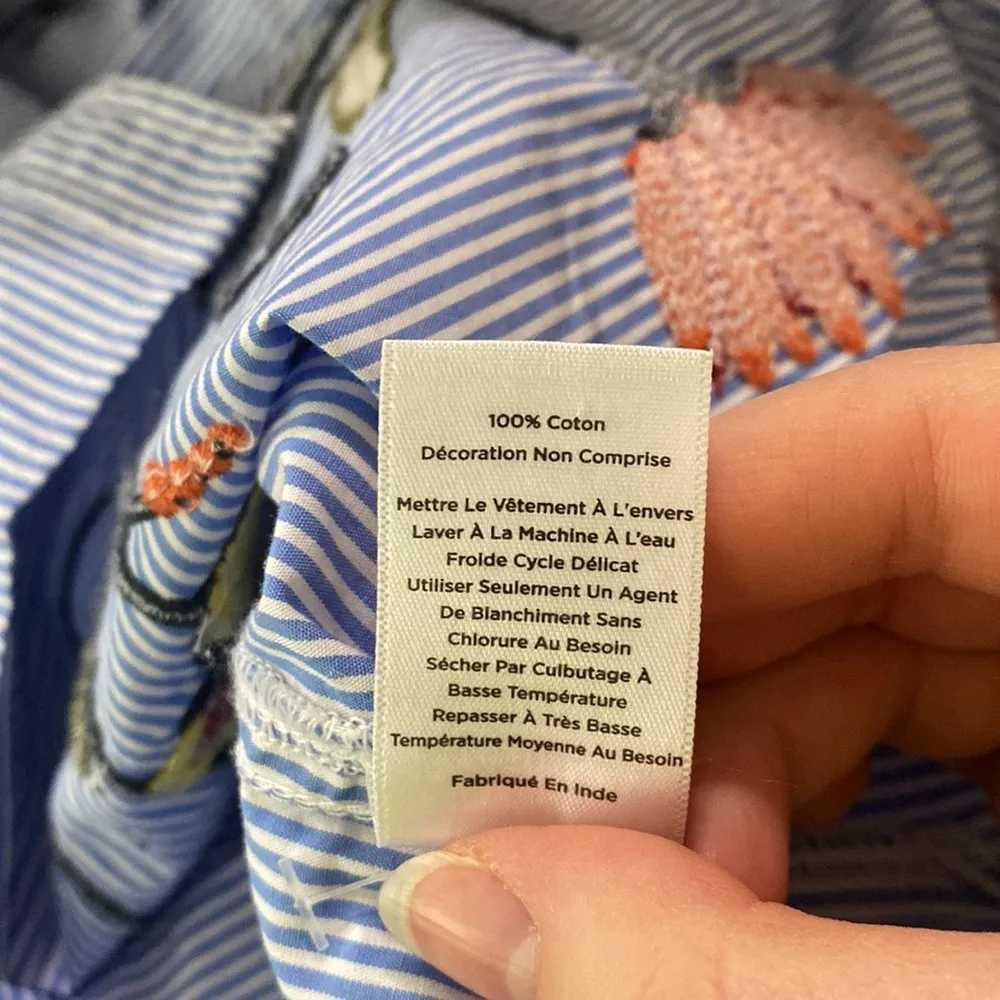 Talbots striped button down with floral embroidery size Sp - Image 9