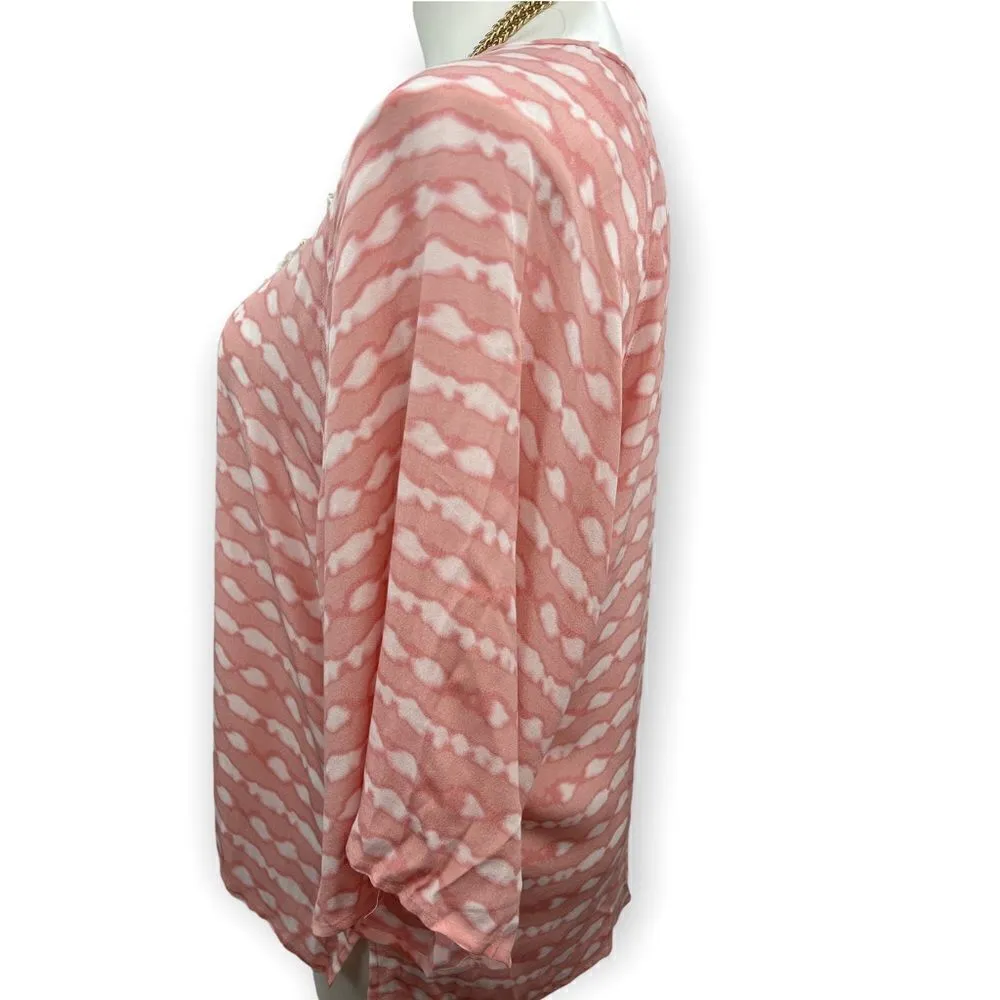Westbound large 3/4 sleeve pink abstract print top - Image 3