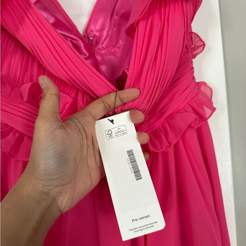 Mac Duggal IEENA Ruffle Sleeve Hot Pink Fuscia Babydoll Mini Dress Feminine - Image 8