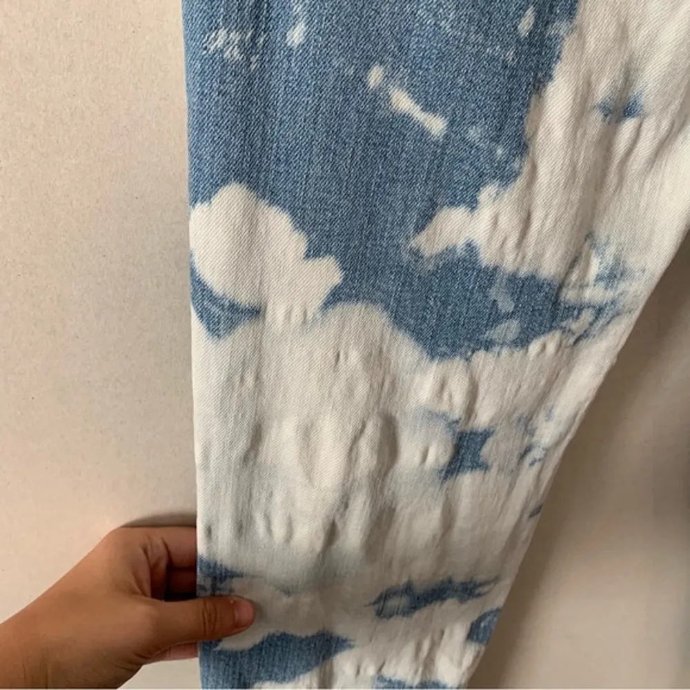 All Saints Ava Straight High Rise Straight Jeans Raw Hem Bleached Womens Size 26 - Image 7