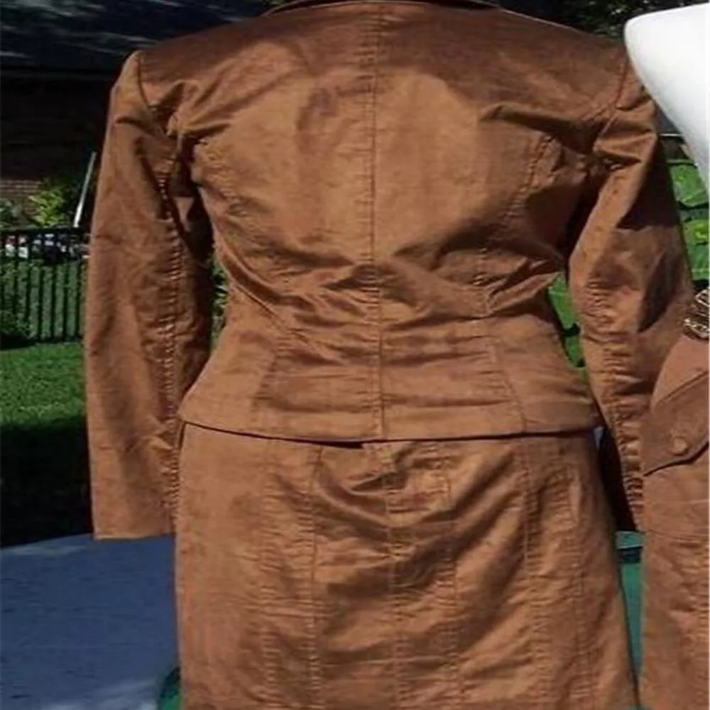 Cache Brown Thin Corduroy Lined Suit Jacket Top New Front Button NWT $178 - Image 5