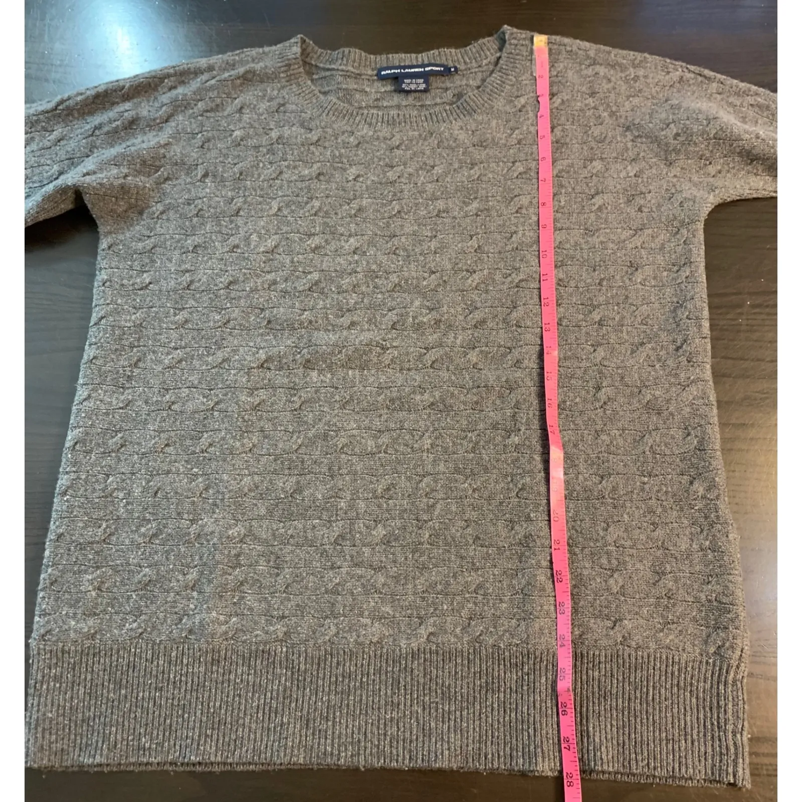 Ralph Lauren Sport Wool Blend Rabbit Gray‎ Cable Knit Crew Neck Sweater Preppy Gray Size M - Image 10
