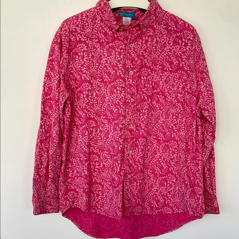 Fresh Produce Pink Paisley Cotton Long Sleeve Button Down Top Medium - Image 5