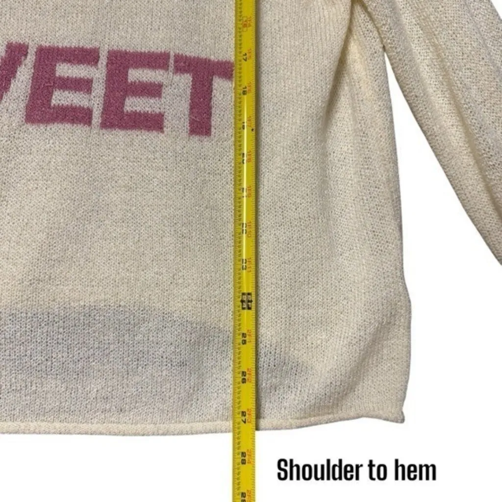 Listicle “Salty yet Sweet” Ivory Pink Knit Long Sleeve Feminine Dainty Coastal M - Image 8