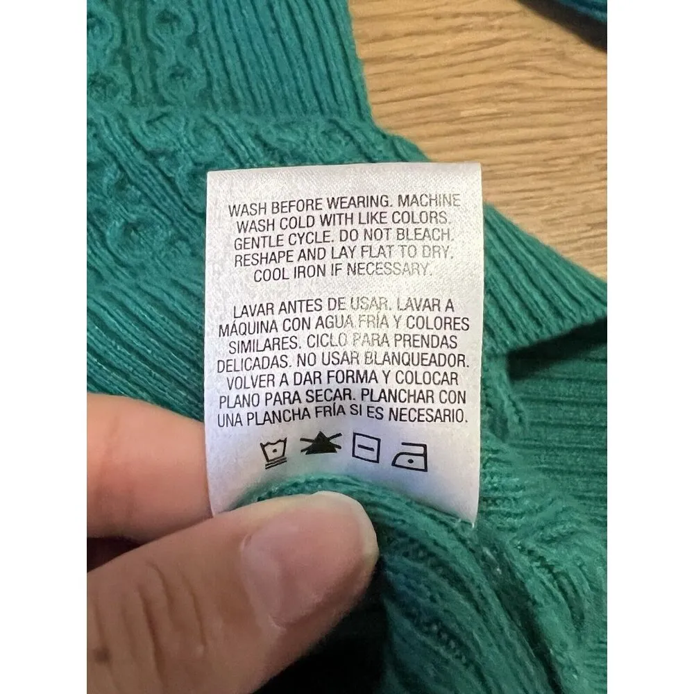 Laura Scott Sweater Women' Petite M Cable Knit Henley Green Pullover Soft Career - Image 11