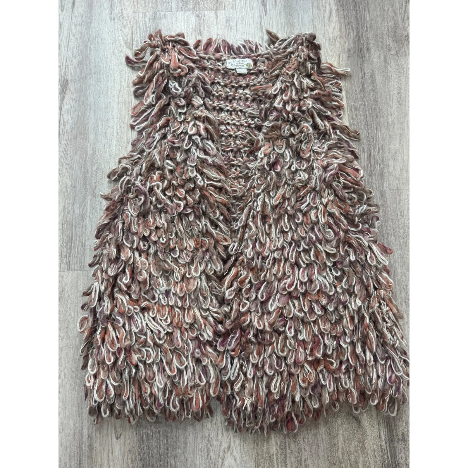Anthropologie Hand Knit by Dollie Sherbet  Loop Knit Vest Size  M/L‎ - Image 6
