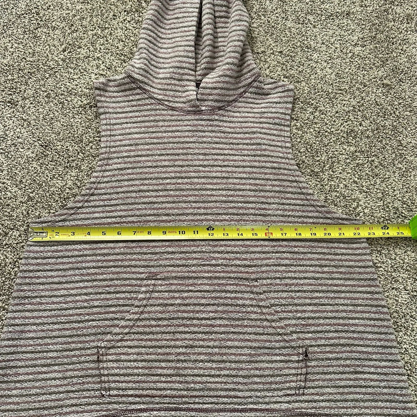 Free People pink, white & mauve striped knit sleeveless hooded top size S - Image 11