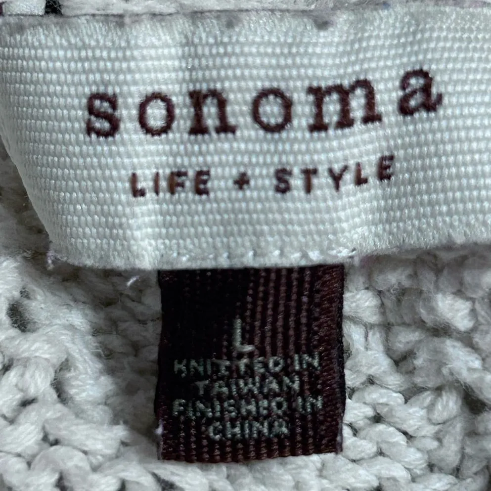 Sonoma‎ Women's Open Front Sleeveless Knitted Cream Sweater Vest Size L Size L - Image 3