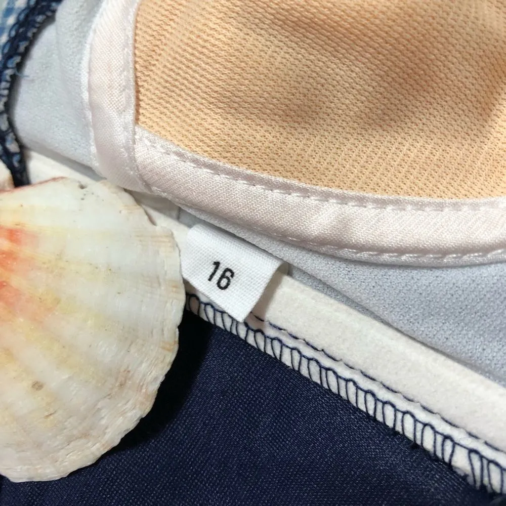 SOUTH POINT Halter Checkered Bikini Top (NWT) Blue Size 16 - Image 5