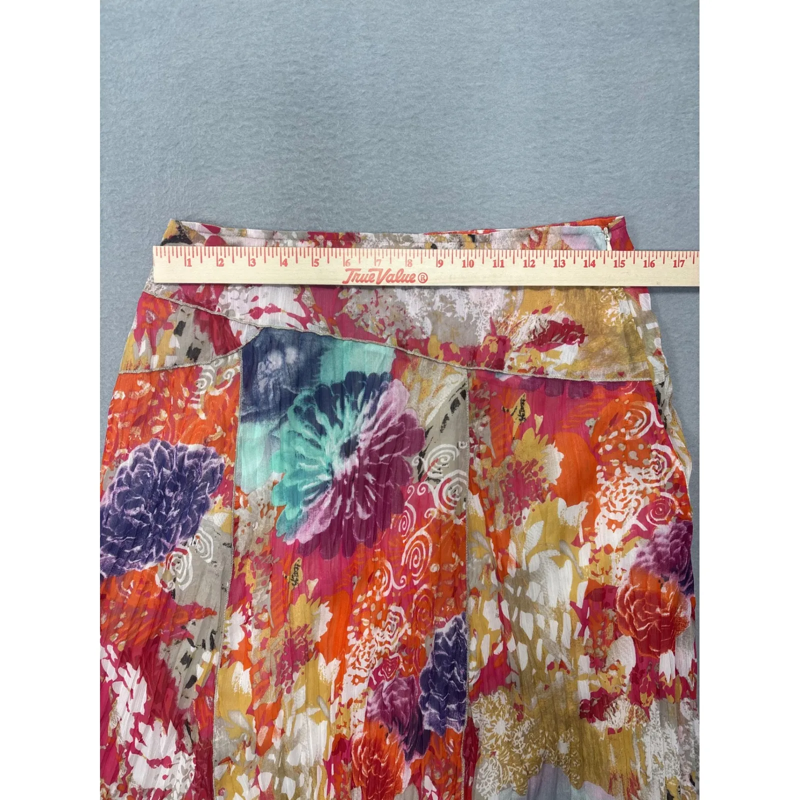 Tribal Floral Size 6 Pleated Skirt Colorful Print Multicolored Knee Length‎ - Image 12