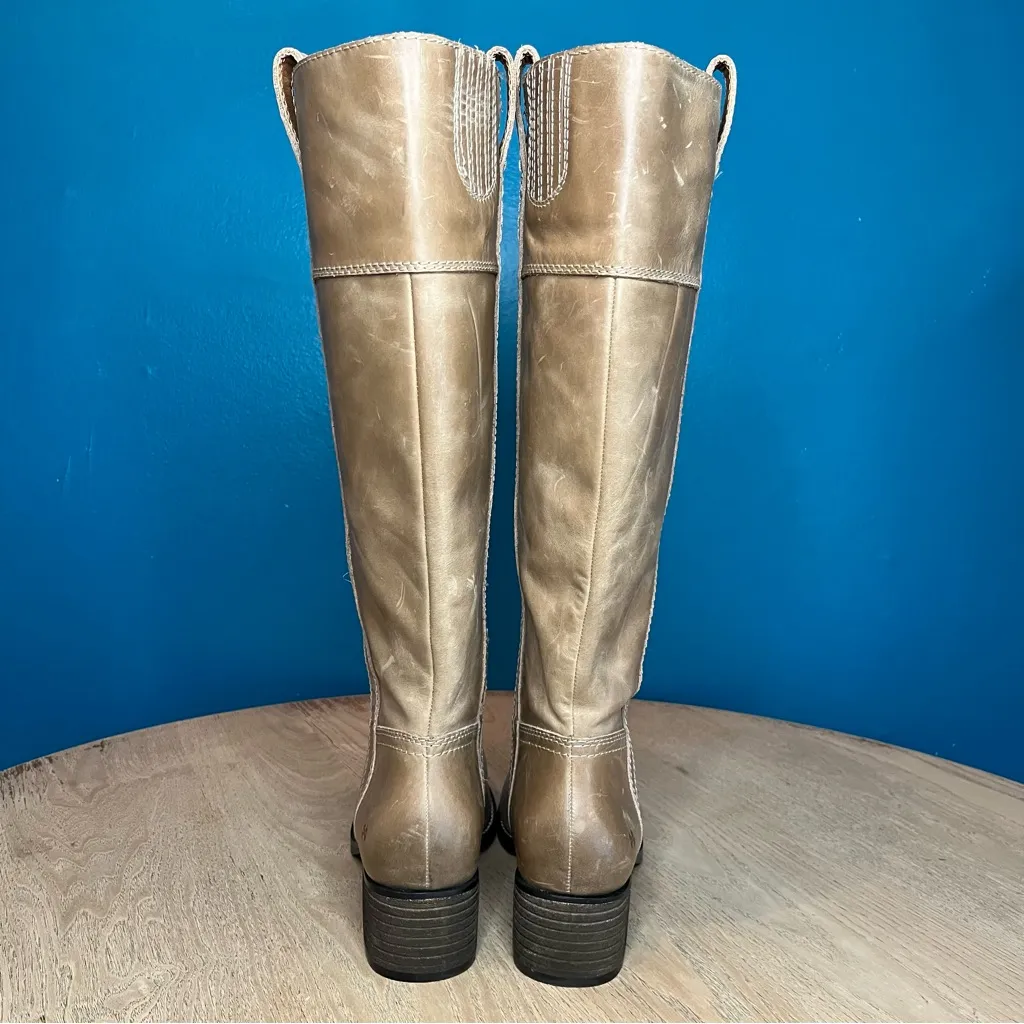 Lucky Brand Hybiscus Riding Boot Silver Cloud Tan Leather Women’s 7.5 Wide Calf Size undefined - Image 3