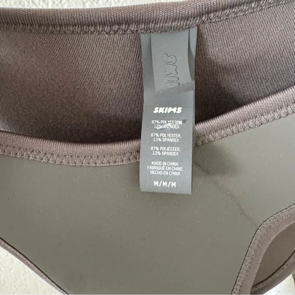 SKIMS SWIM RUBBERIZED SCUBA BIKINI GRAY CHALK Tanga Bottom and Track Top - Image 9