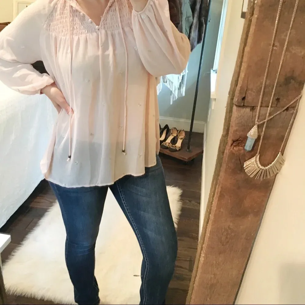 Hayden small dusty light peach sheer boho blouse - Image 2