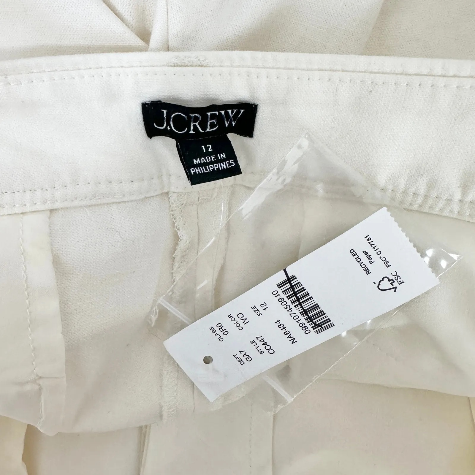 J.Crew Full Length Wide Leg Trouser Cotton Linen Cotton Blend Ivory US 12 NWT - Image 13