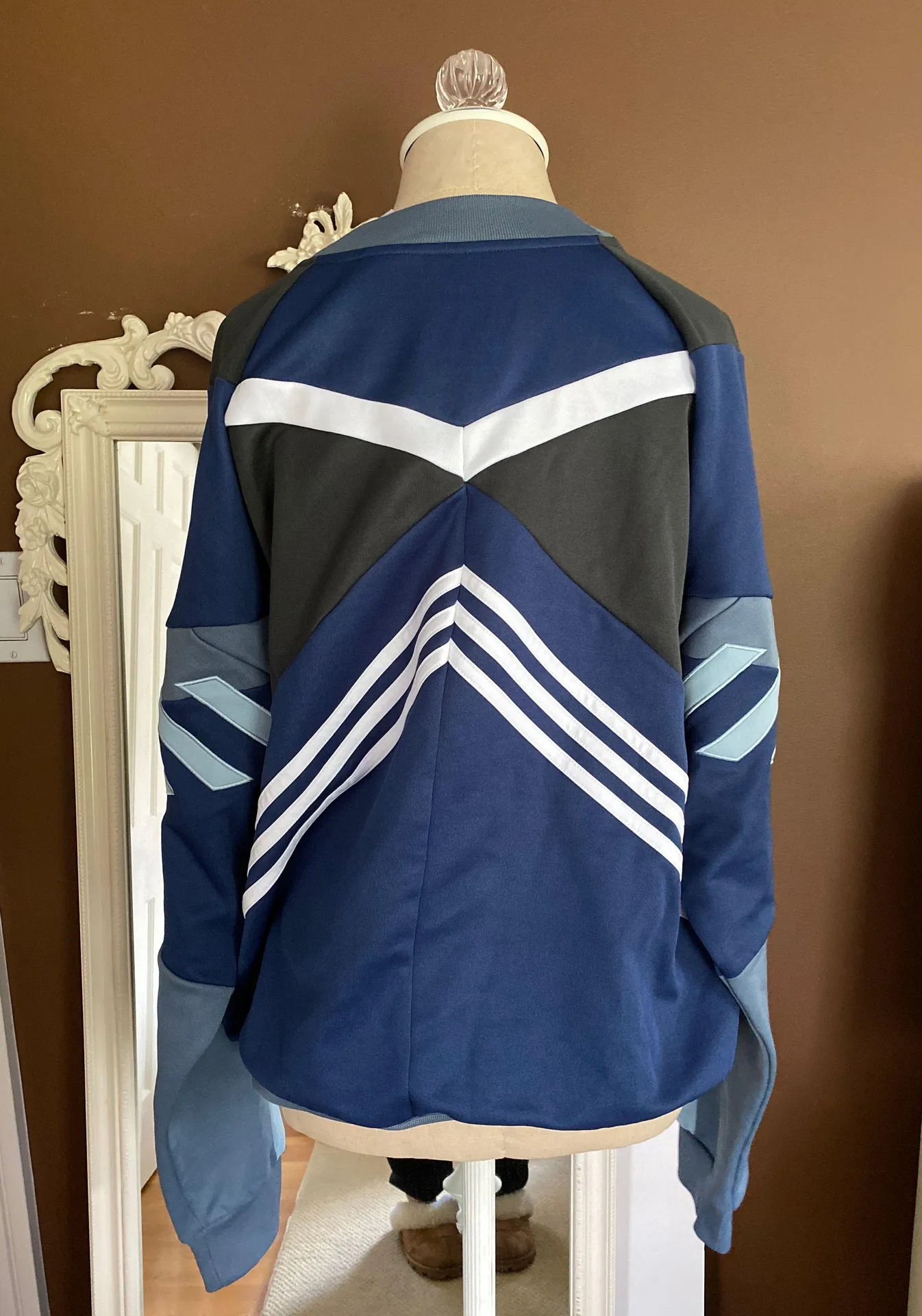 Adidas Striped Navy Blue Sweatshirt - Image 2