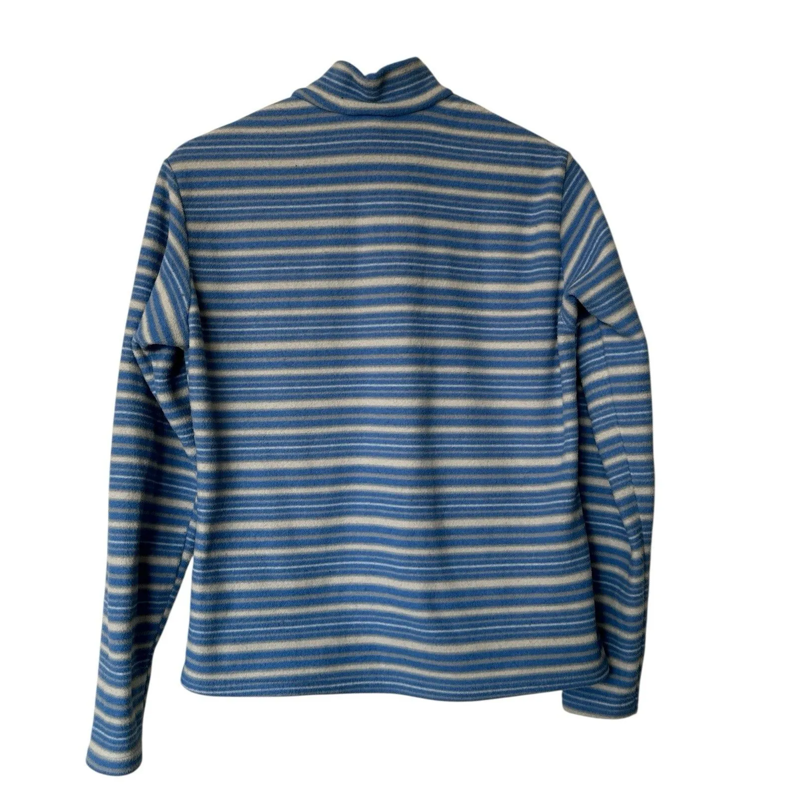 Patagonia CAPILENE VTG M 1/4 Zip Pullover Women's Blue Striped Fleece Sweater - Image 2