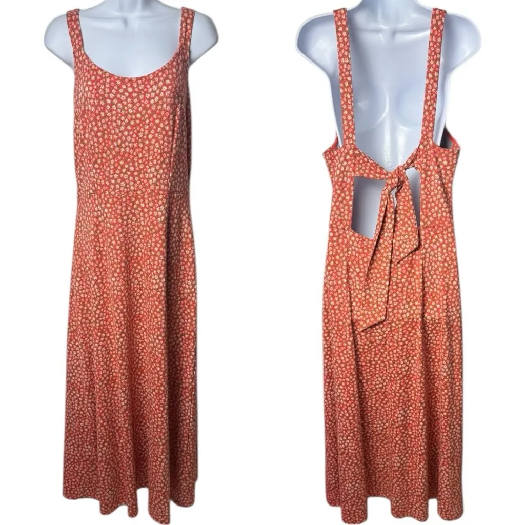 Free People Lorelai Dress Floral Tie Back Midi Sleeveless Fairy Cottagecore L - Image 2