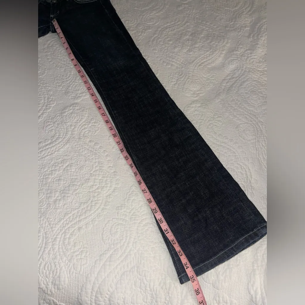 Bebe Carmen 5 Pocket Dark Blue Wide Leg Jeans Size 26 - Image 5