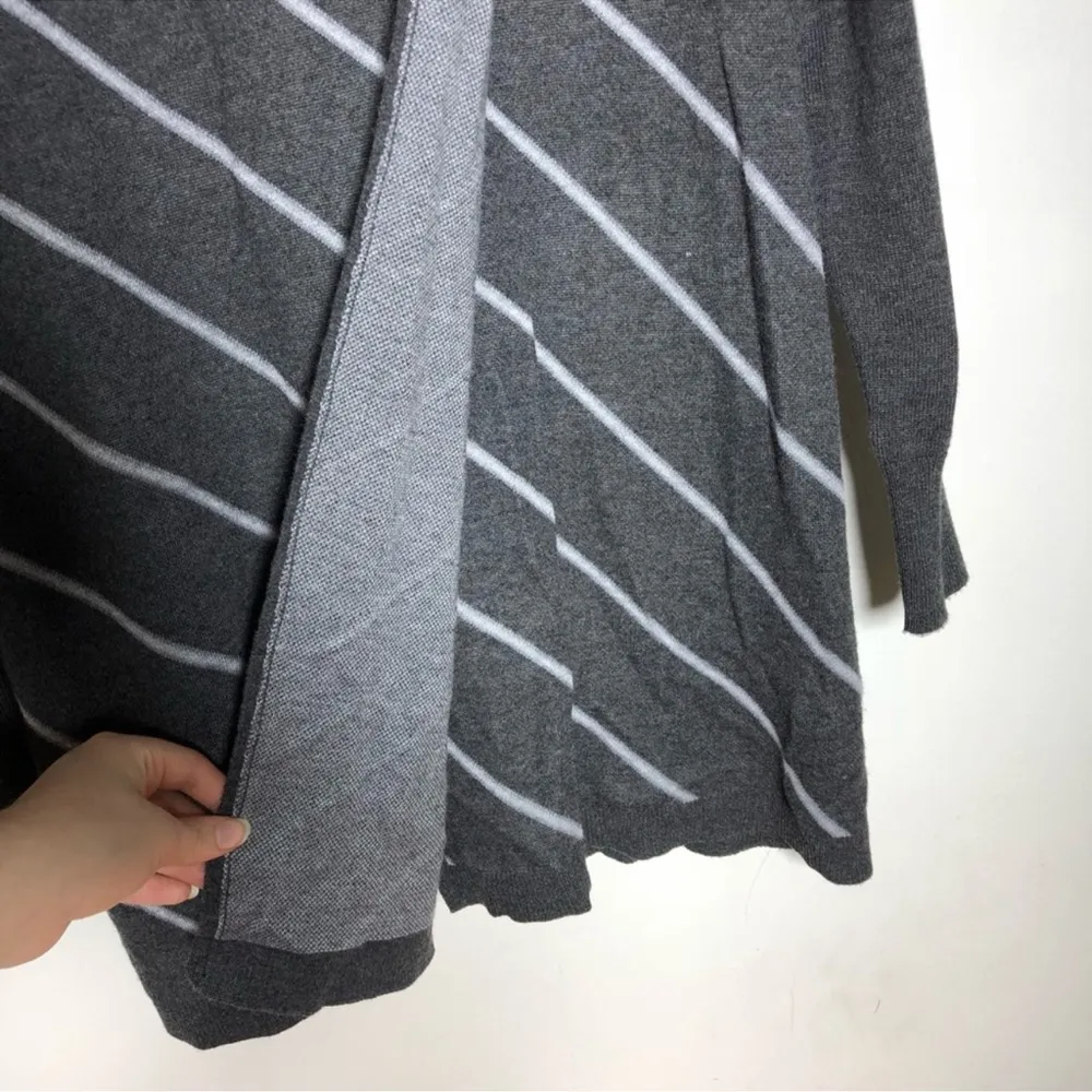 White House Black Market Charcoal Gray Diagonal Stripe Cowl Neck Sweater - Image 4