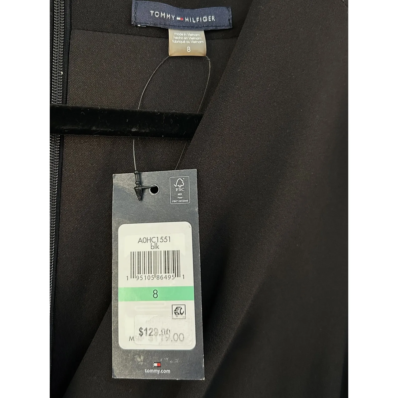 NWT‎ Tommy Hilfiger Scuba Little Black Sheer Long Sleeve Wrap Midi Dress Size 8 - Image 7