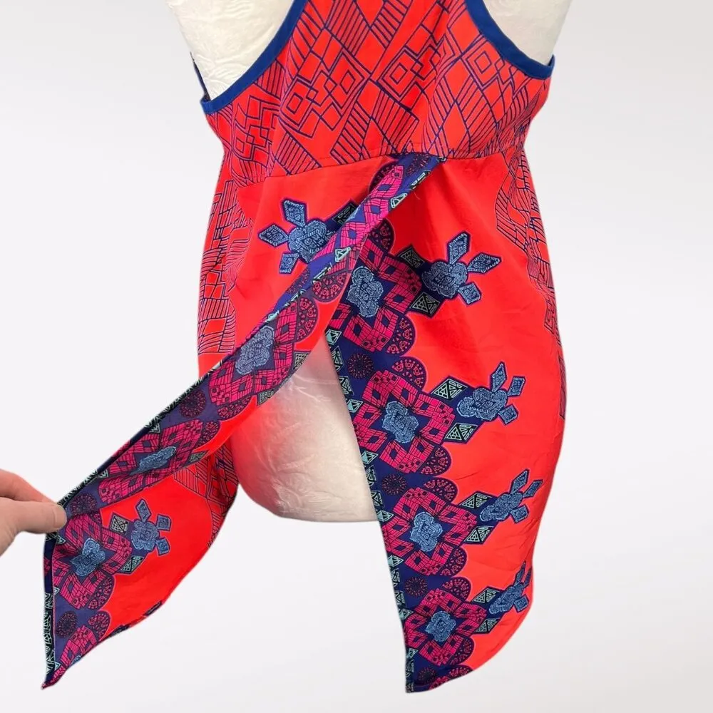 Atina Cristina Racerback Split Back Tank Top Orange Blue XS - Image 9