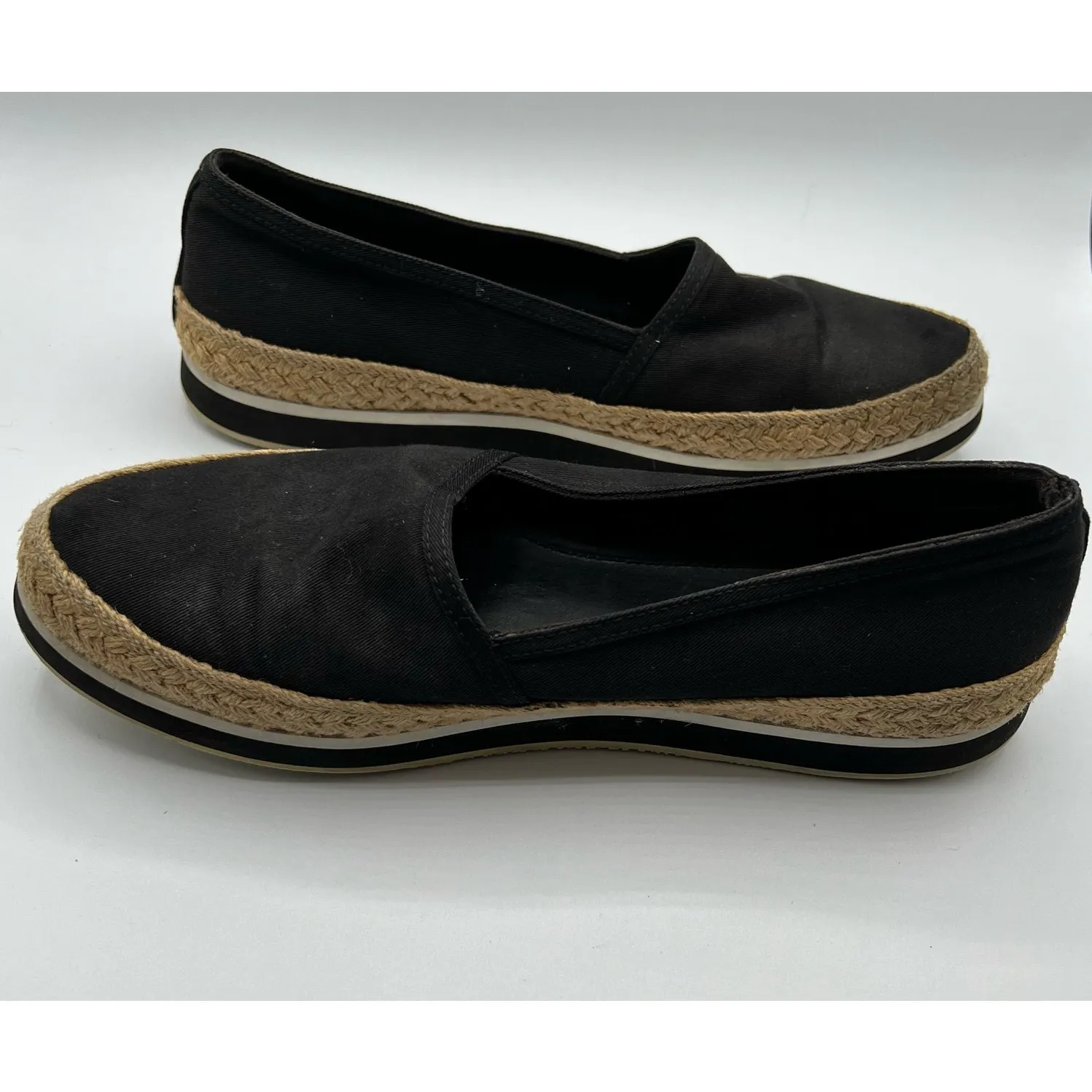 Prada Sport Slip On Loafers Black Jute Canvas Espadrilles Flat 39.5 US 9.5 Boho - Image 12