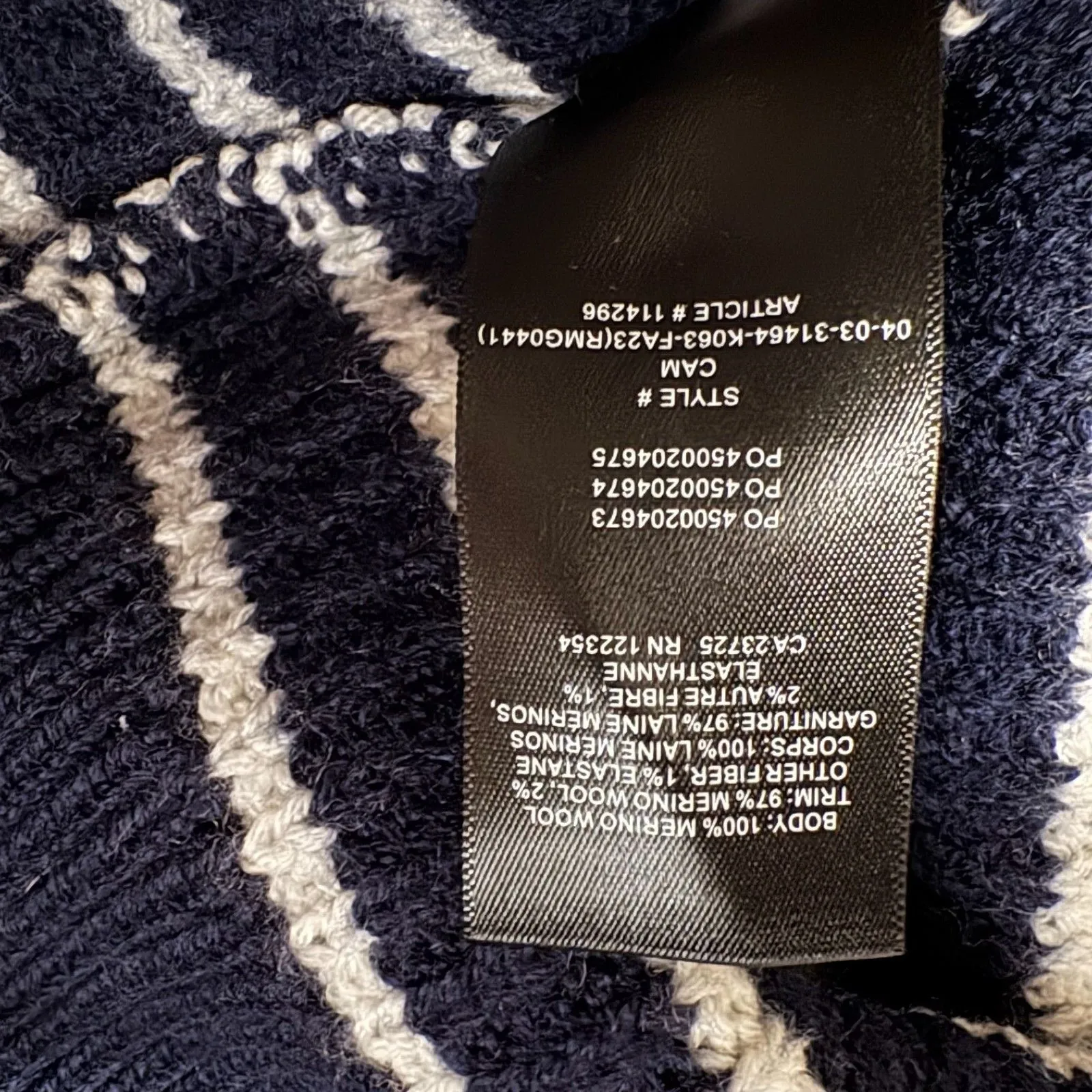 Wilfred Cam Breton Striped Merino Wool Sweater Navy White Nautical Size Medium - Image 4