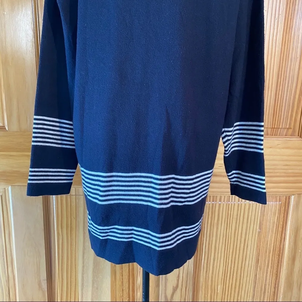 Episode Wool Blend Striped Tunic Sweater Black Size Medium - Image 10