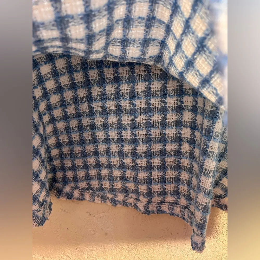 Blue White Gingham Tweed A - Image 6