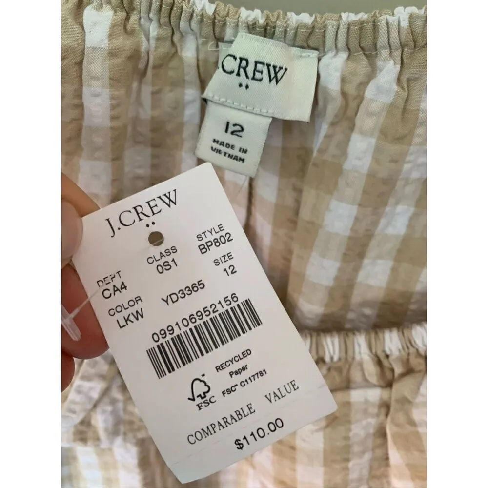 J. Crew Seersucker ruffleneck Gingham mini dress White Size 12 - Image 7