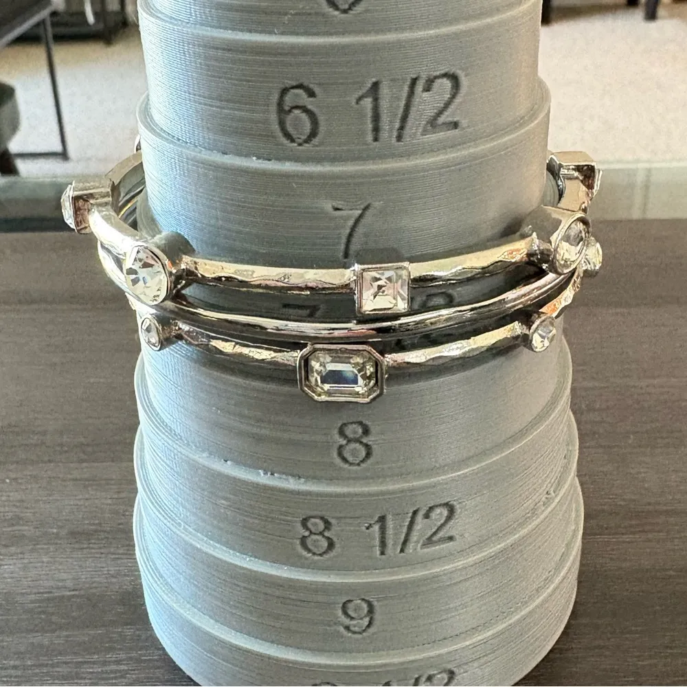 Silver Crystal Bezel Bangle Bracelet Set - Image 6