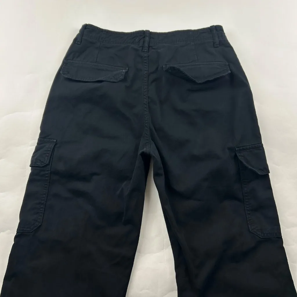 Zara Black Canvas High Rise Cargo Pant 6 - Image 5