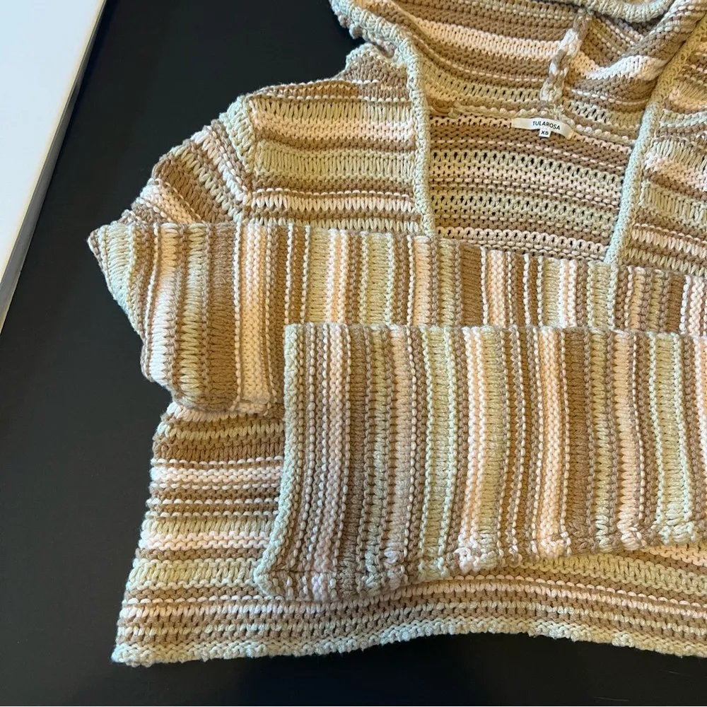 Tularosa Esme hooded pullover sweater in Sage Desert Stripe, cropped, sz XS - Image 9