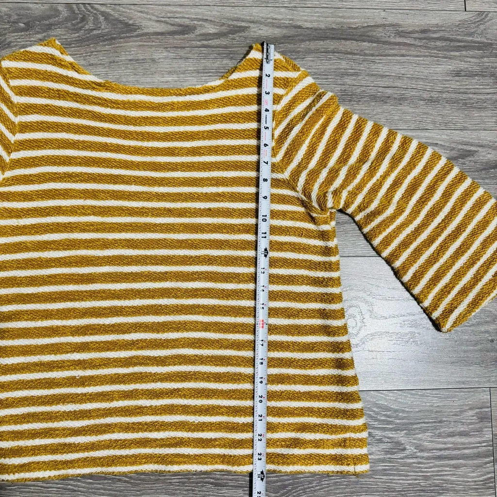 Old Navy Women Mustard and White Striped Long‎ Sleeve Relaxed Sweater Size L - Image 10
