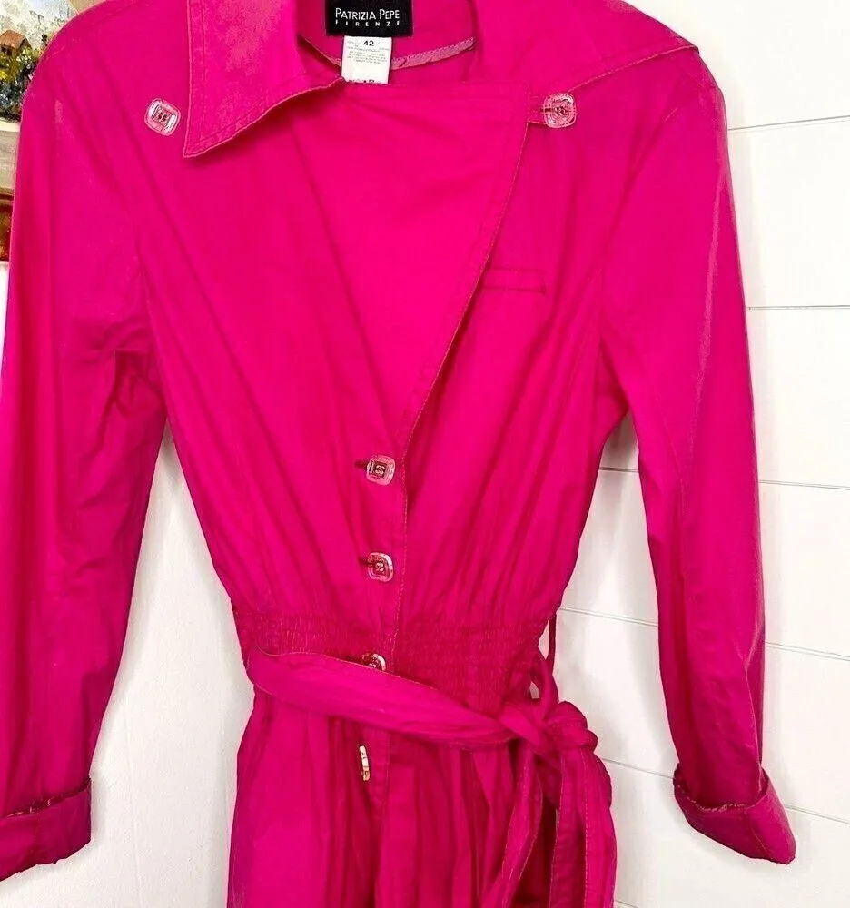 Patrizia Pepe Lightweight Trench Coat Ruby Violet NWT IT 42/US 6 Pink - Image 3