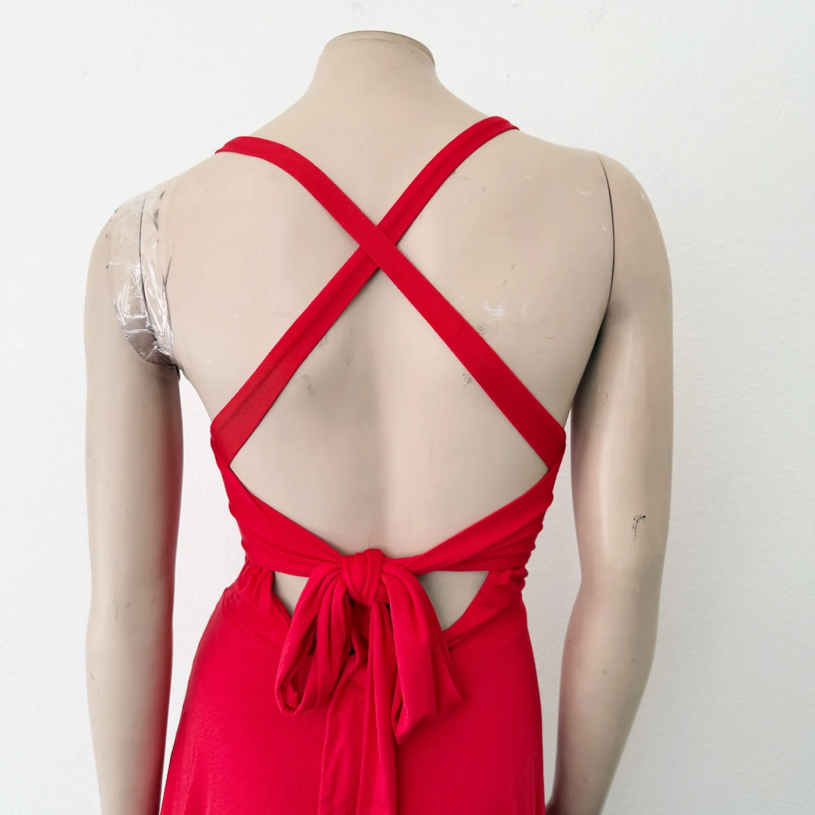 [Lovers + Friends] Red Ken Mini Dress Tie Back Fit & Flare Scoop Neck Sz Medium - Image 6
