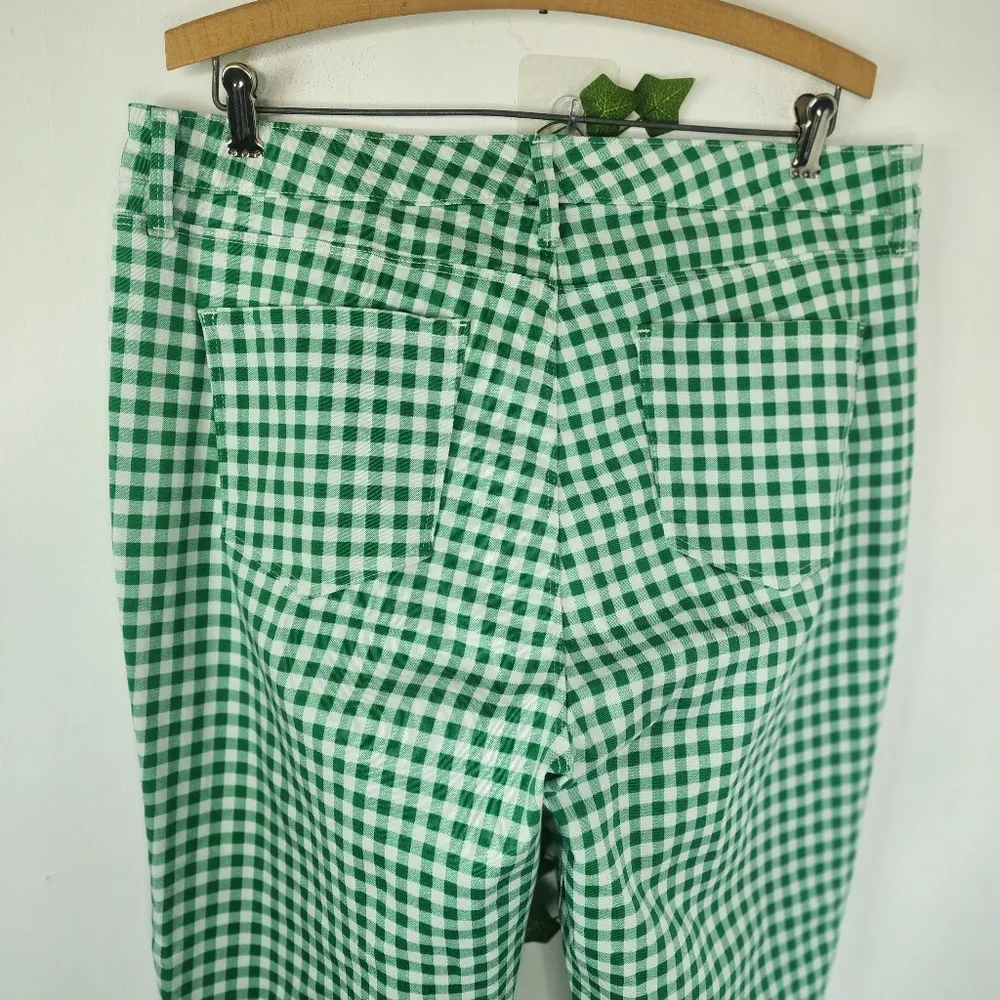 Charter Club Green and White Check Bristol Skinny Ankle Pants Size 16 - Image 6