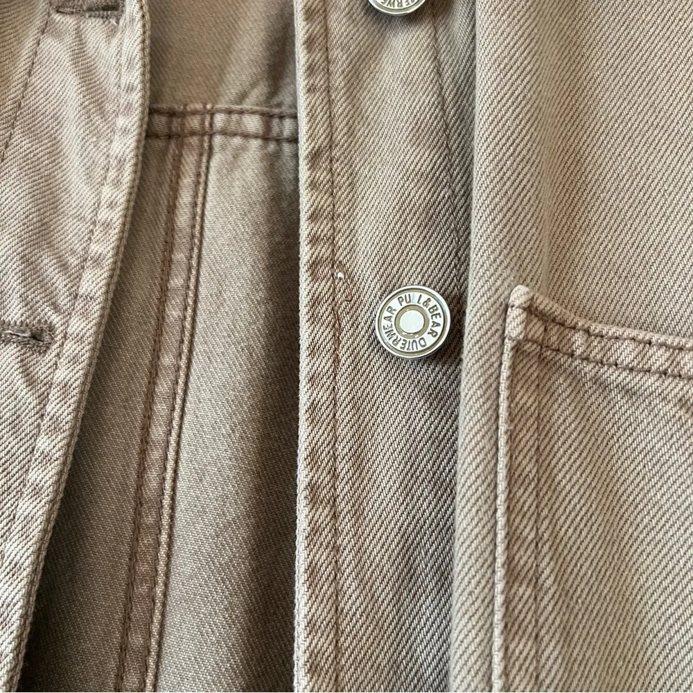 Pull & Bear Tan Chore Coat Barn Jacket Women’s Small EUC Denim - Image 3
