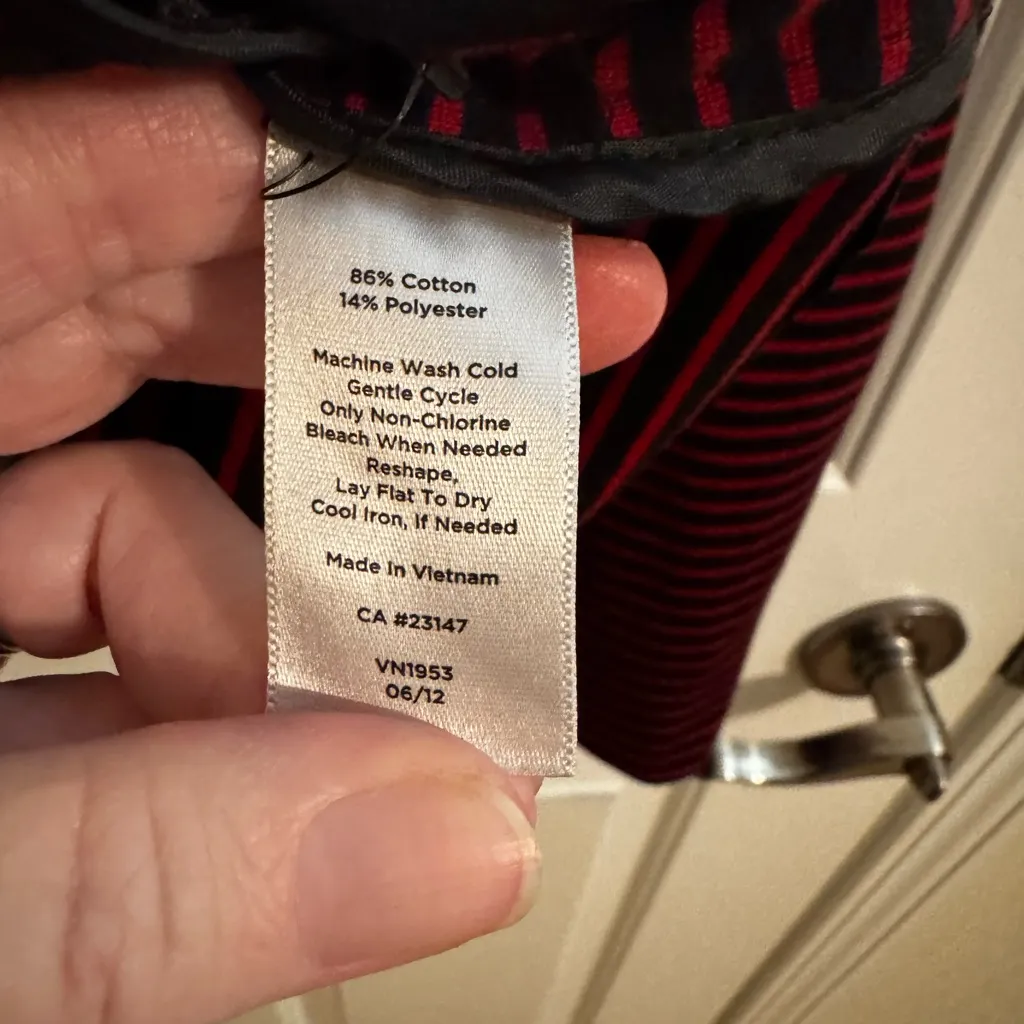 Talbots Plus Jacket Blazer Red Black Stripes Notch Collar Petite 2XP - Image 8